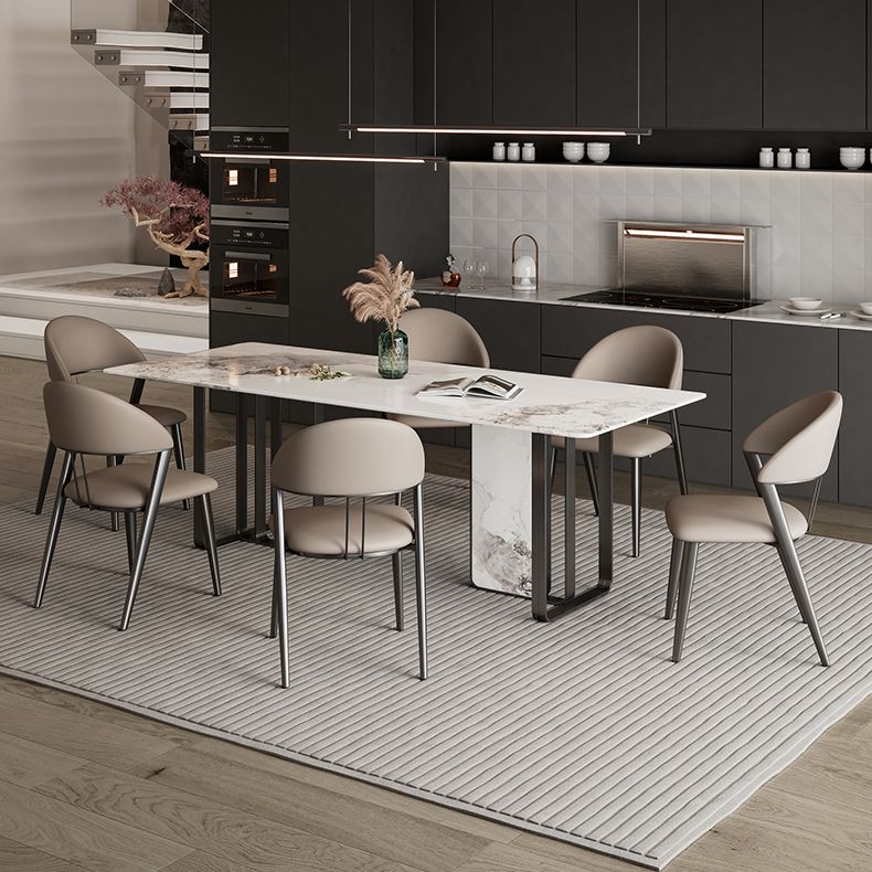 Contemporary Upholstered Armless Chair Home Metal Dining Chair