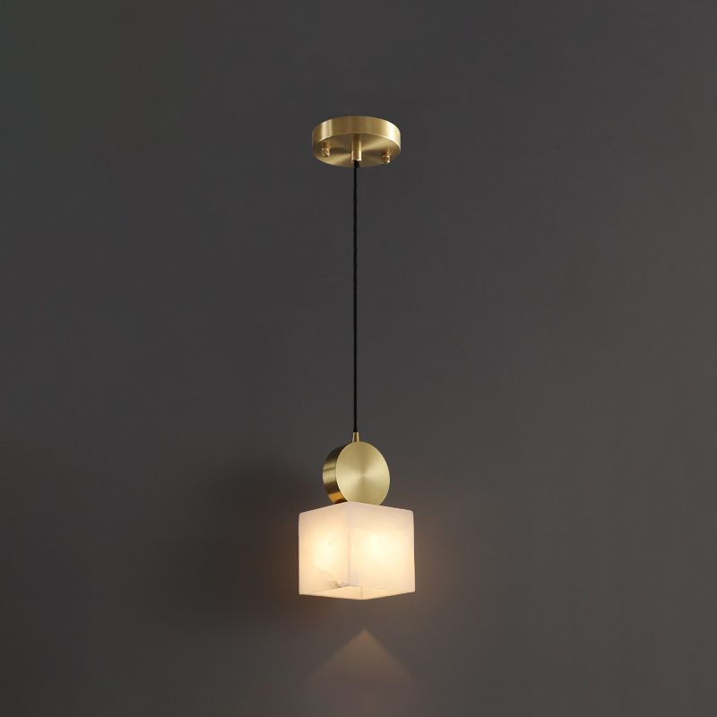 Nordic Brick Shade Pendant Light, Minimalist Marble Hanging Light in White