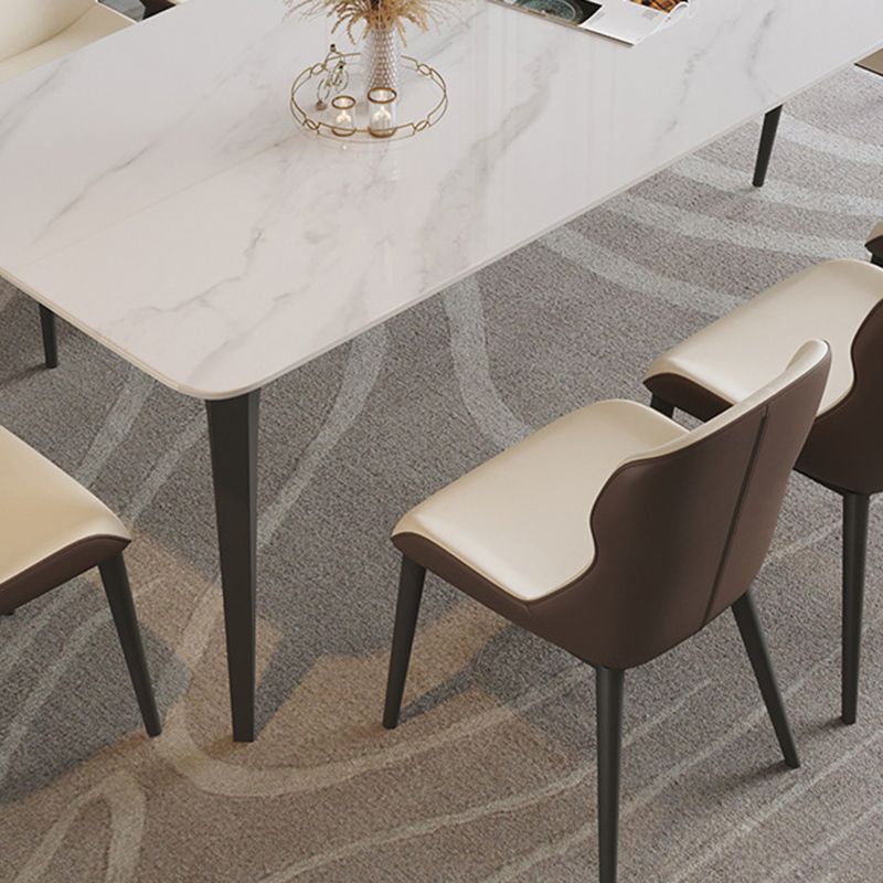 Contemporary Style 1/4/5/9 Pieces Dining Chairs Set Rectangle Stone Furniture in White