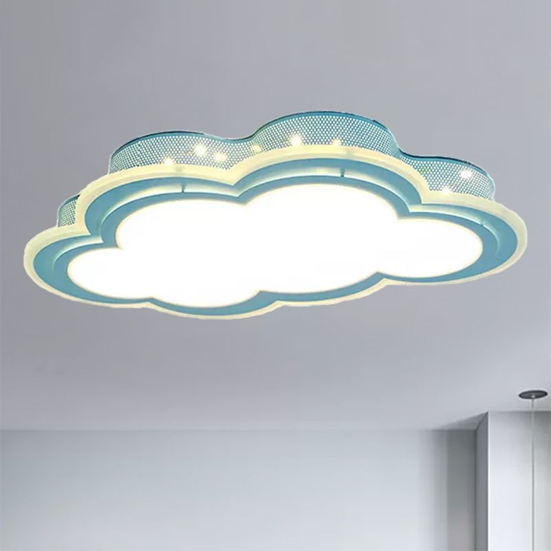 Eigentijdse blauwe LED-inbouwlamp met holle wolk acrylplafondlamp voor kinderslaapkamer