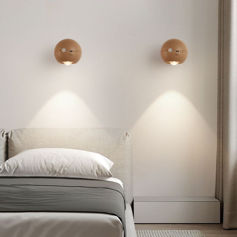 Contemporary Metal Ball Shape Wall Light with Plastic Shade for Living Room