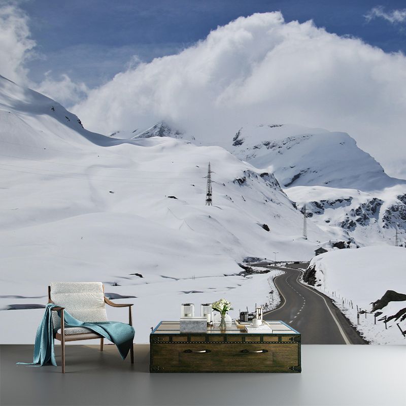 Large Mountain Mural Wallpaper Modern Style Mildew Resistant for Accent Wall