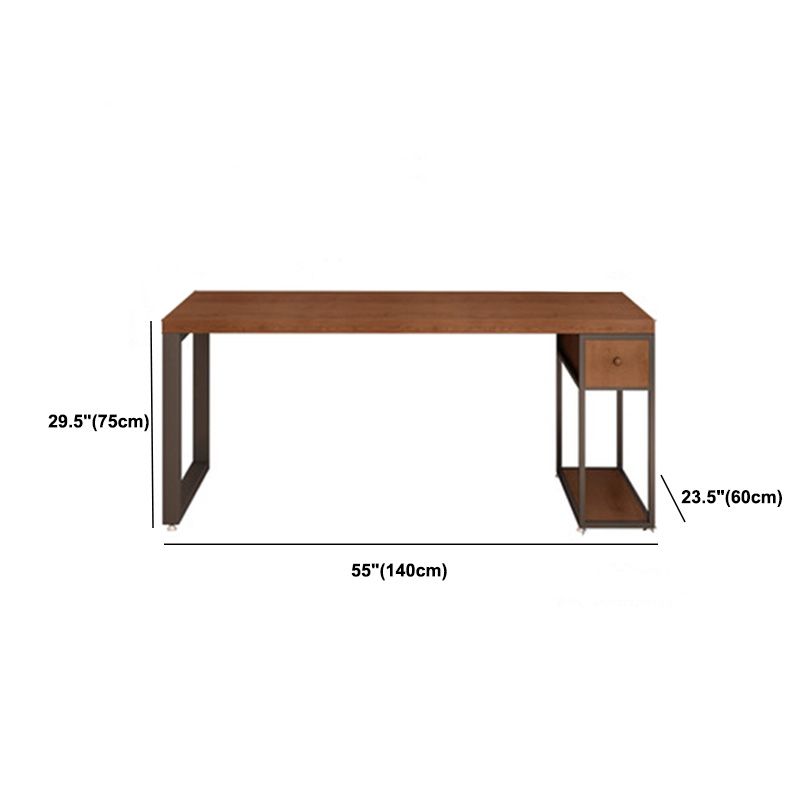 Contemporary Solid Wood Office Desk 30-inch H Computer Desk in Brown