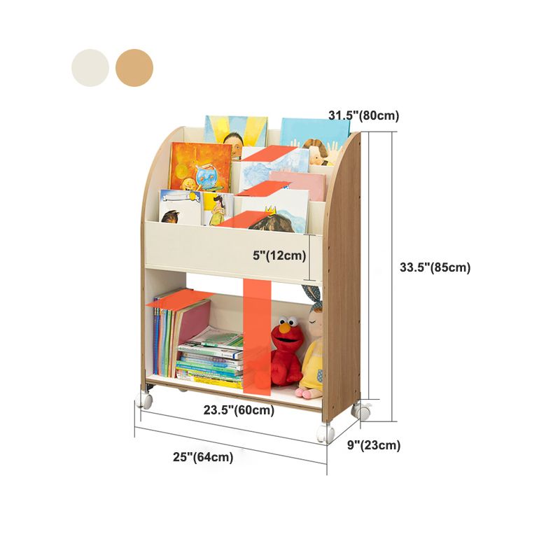 Contemporary Bookshelf Engineered Wood Open Shelf for Office with Caster Wheels