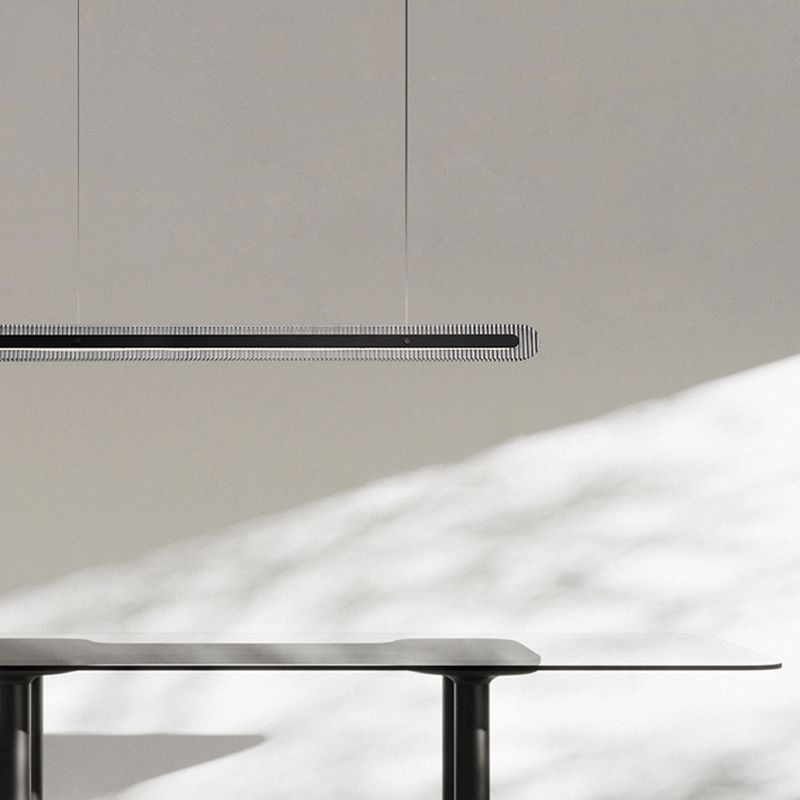 Single Modernism Style Black LED Statement Linear Kitchen Island Light