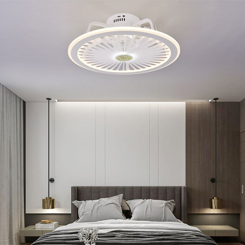 Weiße radförmige Spülenhalterende Deckenventilator Leichte Nordische Acryl -LED -Halbflush -Licht