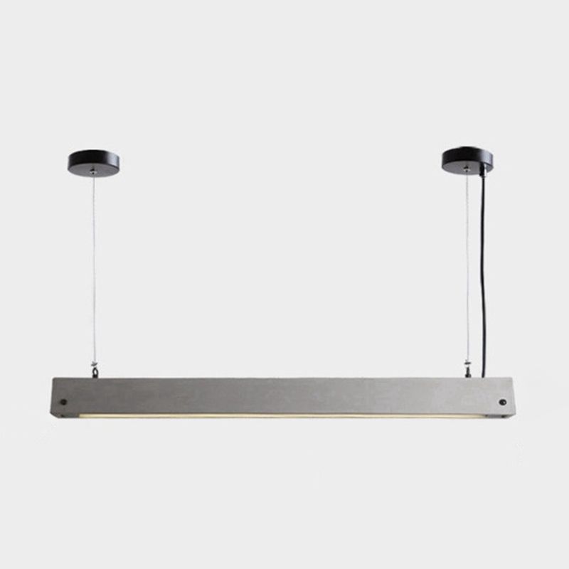 Rectangular Linear Dining Room LED Pendant Light Cement Simplicity Hanging Island Light in Grey