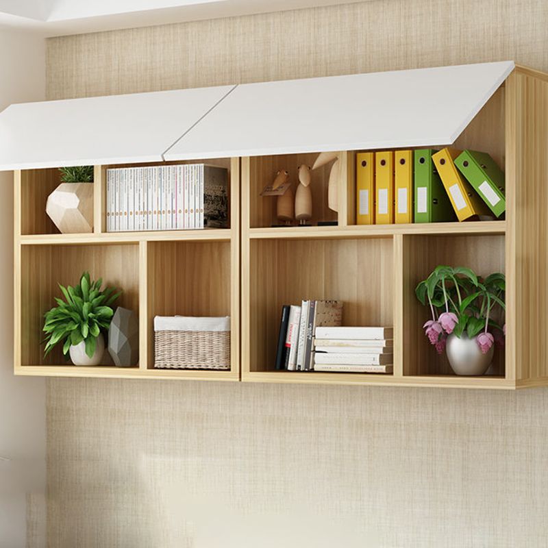 Wood Closed Back Bookshelf Floating Contemporary Bookcase with Shelves