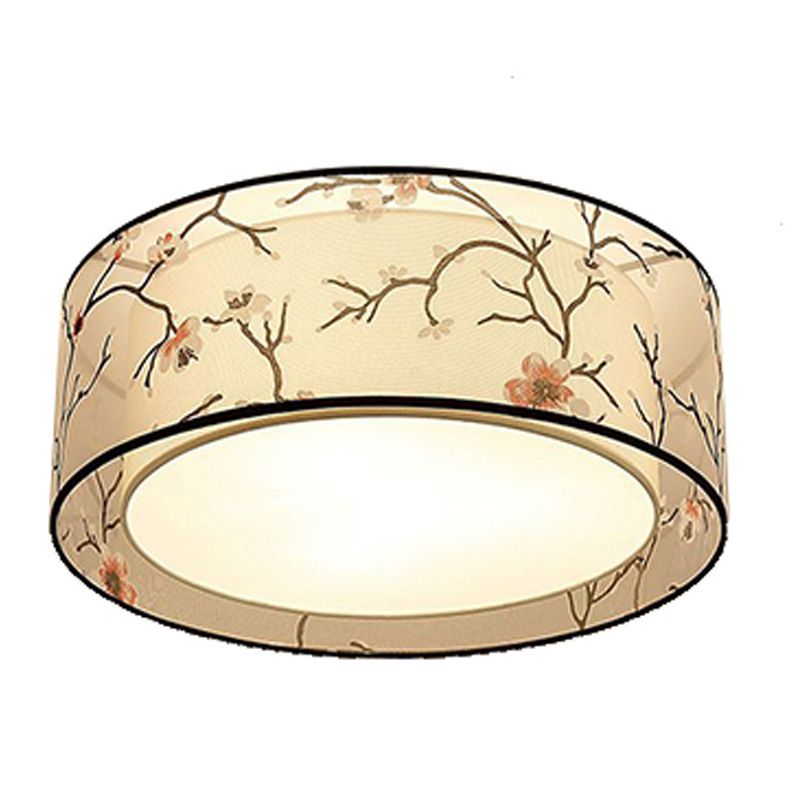 Luz de techo sombreada de tela, techo de Sala de estar tradicional incrustado en blanco