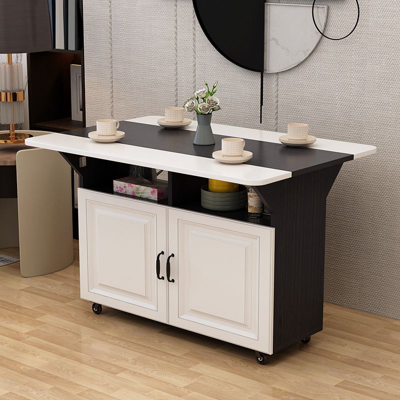 Solid Wood Mid-Century Rectangular Table Wood Top Table with Drop Leaf