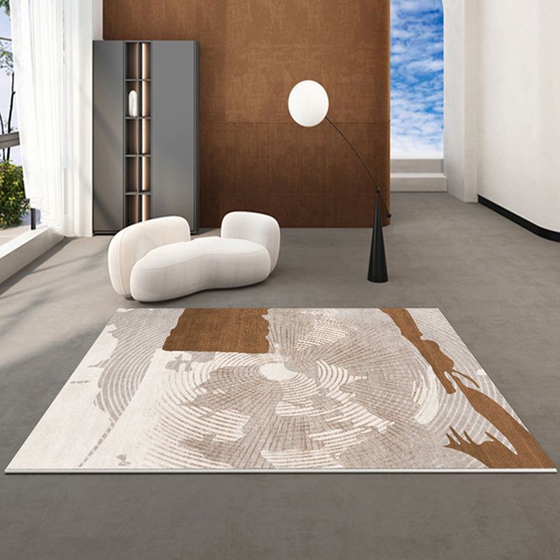 Modern Dark Brown Rug Polyester Contrast Color Rug Washable Rug for Drawing Room
