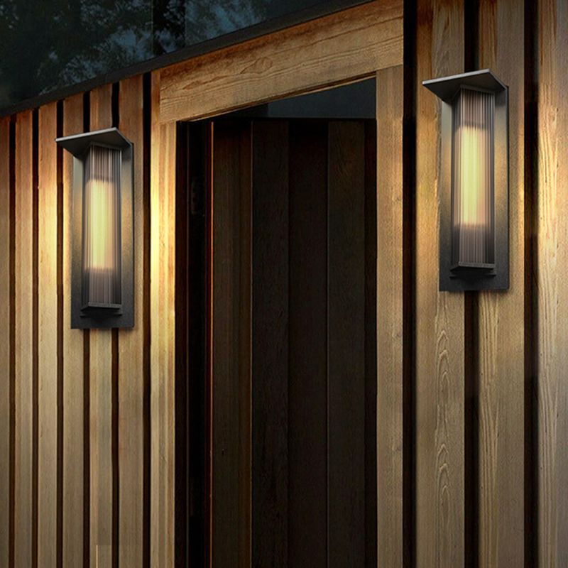 Contemporary Wall Sconce Black Outdoor Wall Light Fixture with Metal