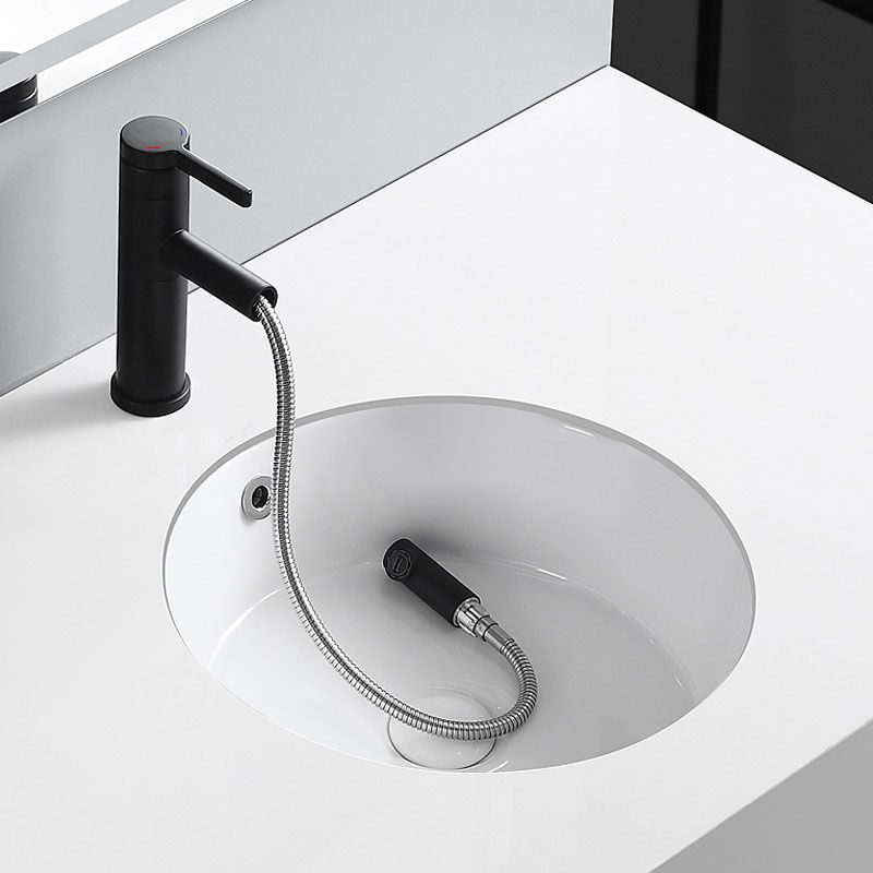 Circular Bathroom Sink Modern White Vitreous China Drop-in Bathroom Sink