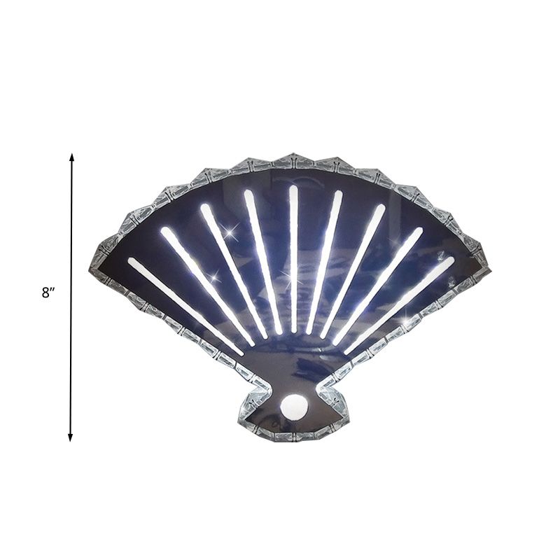 Black Fan Wall Lamp Minimal LED Beveled Crystal Wall Mounted Lighting in Warm/White Light