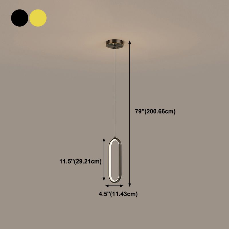Linear Shape Hanging Light Modern Style Metal Hanging Lighting for Bedside