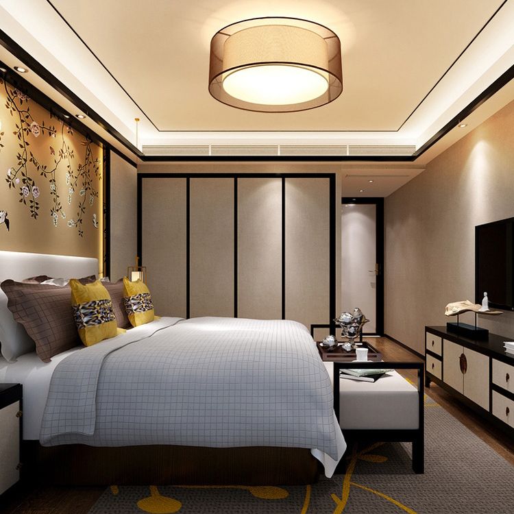 Luminaires encastrés en tissu couleur café, plafonnier traditionnel pour salon