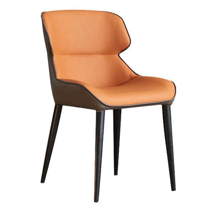 Faux Leather and Metal Armless Dining Chairs Modern Side Chair