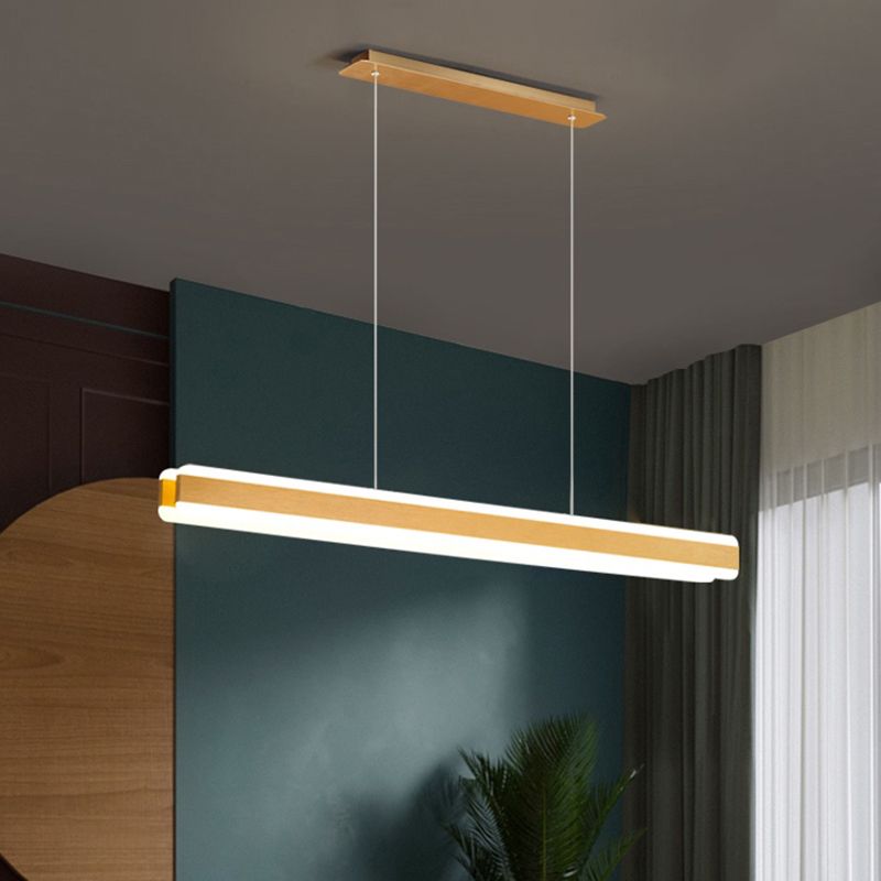 Linear Acrylic Hanging Light Fixture Minimalistic LED Island Pendant for Dining Room