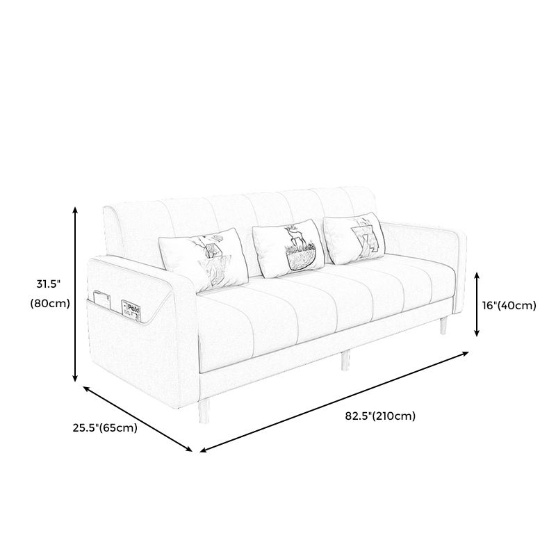Modern Square Arm 23.62" W Convertible Sleeper Sofa with Cotton Blend for Living Room