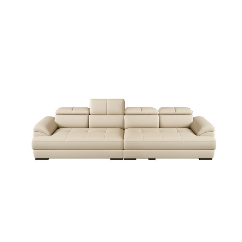 Beige Contemporary Sofa with Pillow Top Arm and Storage 27.6"