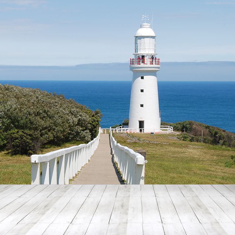 Photography Style Beacon Wall Mural for Living Room, Blue, Custom Size Available