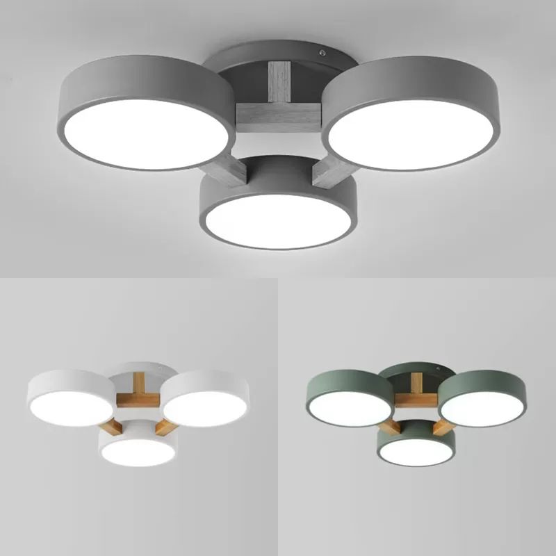 Metal Drum Semi Inbouw Licht Woonkamer 3 Hoofden Macaron Loft Plafondlamp