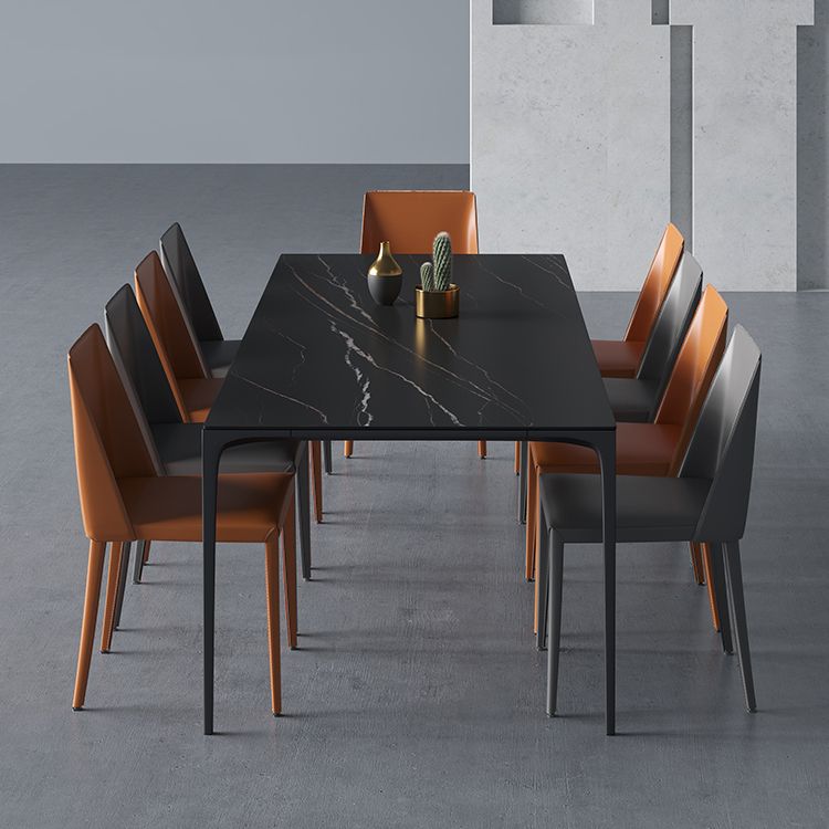 Rectangle Sintered Stone Dining Table Industrial Style 4 Legs Base Table for Home
