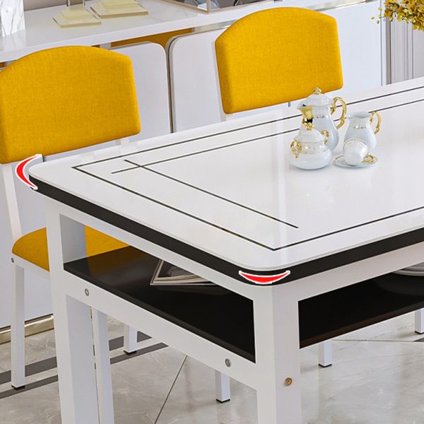 Modern Tempered Glass Desktop Rectangle Dining Table for Dining Room