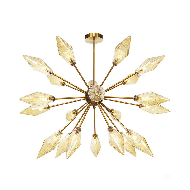 Aménagement de suspension de diamant de style vintage Ambre / verre transparent 9/12/15 HEADS Restaurant Lumière de lustre avec tige réglable