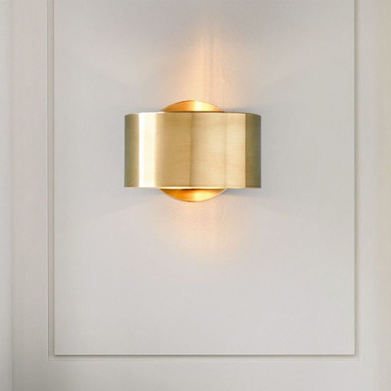 Gold Half-Cylinder Wall Light Fixture Postmodern 1 Light Metal Flush Wall Sconce
