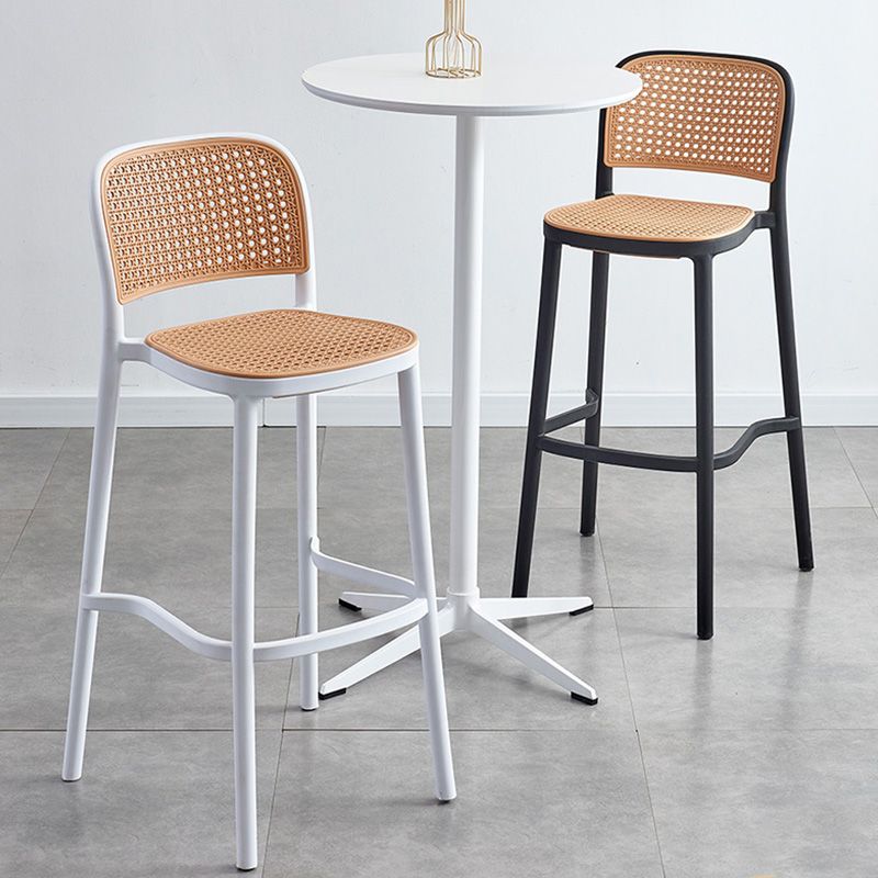 Scandinavian Bar Height Low Back Stool Plastic Bar Stool in White and Black