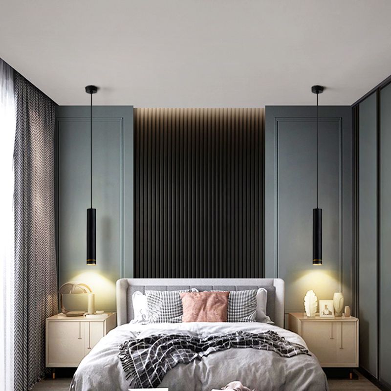 Simplicité Tube LED suspension de lampe suspendue en métal suspension Pendante Lumière en noir
