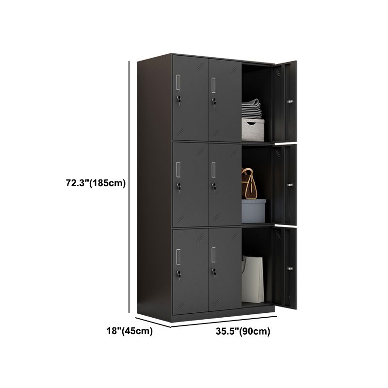Metal Industrial Cabinet with Hinged Door Black Steel Storage Cabinet for Home