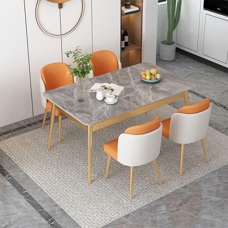 Contemporary Rectangle Dining Table Set 1/2/5/7 Pieces Stone Top Dinette Set