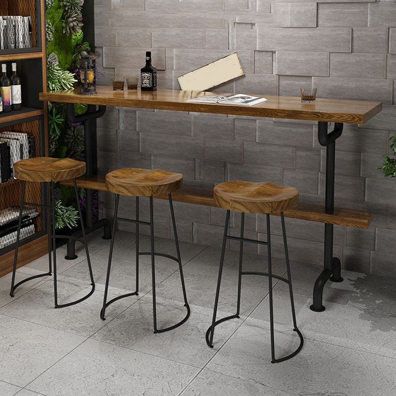 Industrial Wood Bar Set Wood 1/2/4/7/9 Pieces Rectangle Trestle Bistro Set in Natural