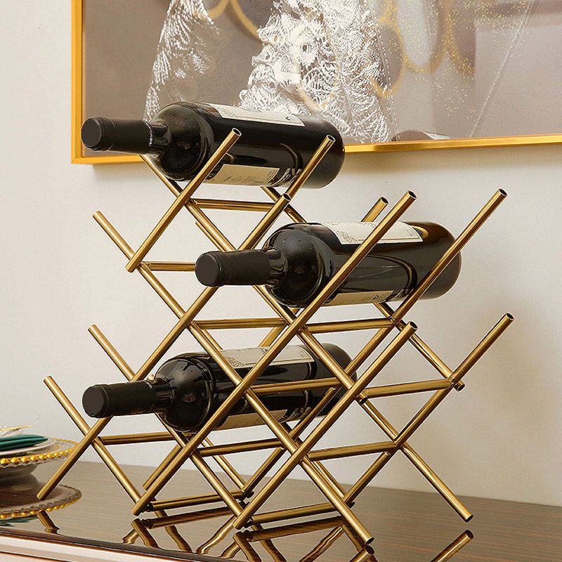 Countertop Wine Rack Glam Metal Wine Bottle Rack for Living Room