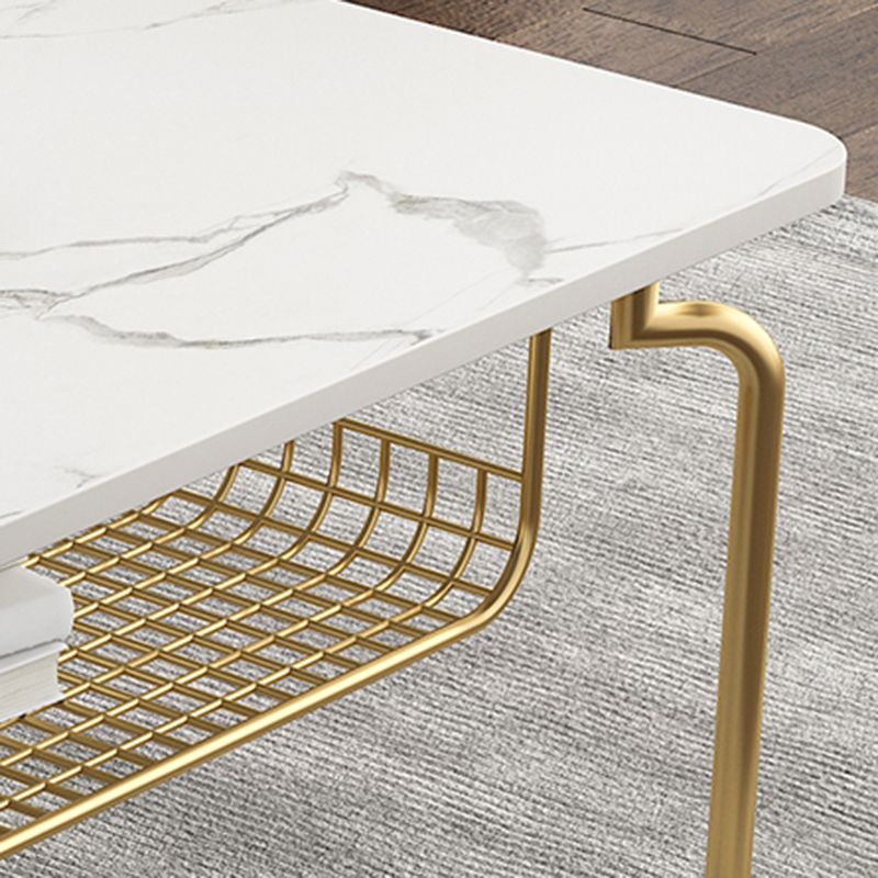 Glam Coffee Table with Slate Rectangle Top and 4 Legs Bunching Tables