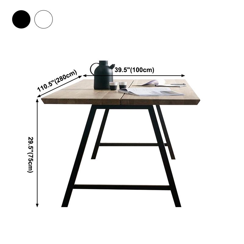 Metal Industrial Rectangle Dining Table Solid Wood Top Table for Kitchen