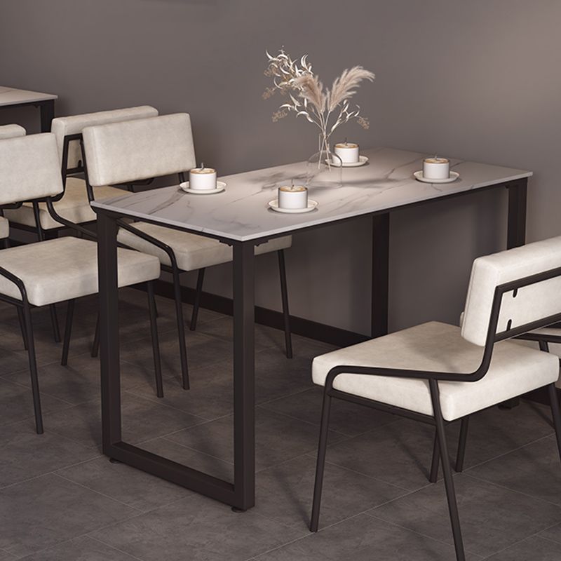 Industrial Style Side Chair Upholstered Open Back Dining Chair with Metal Leg