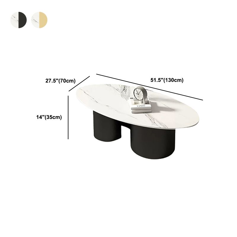 Contemporary Oval Top Coffee Table with Abstract Base Cocktail Table