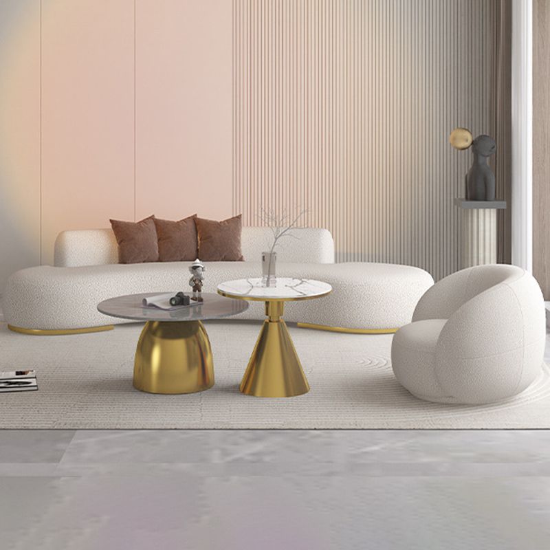 Contemporary Curved Sofa with Tight Back Standard Armless Sofa for Living Room