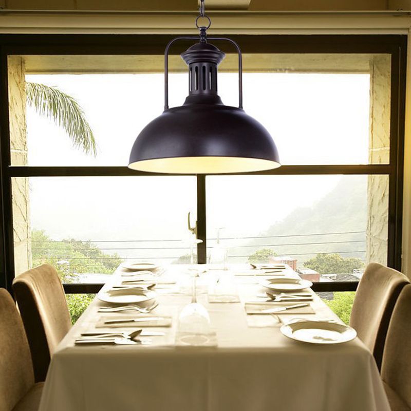 Bowl Shape Hanging Lighting Industrial Style Metal 1 Light Hanging Lamp for Restaurant