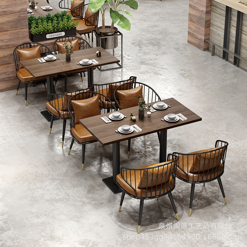 Contemporary Wood Dining Table Metal Dining Table for Home Use