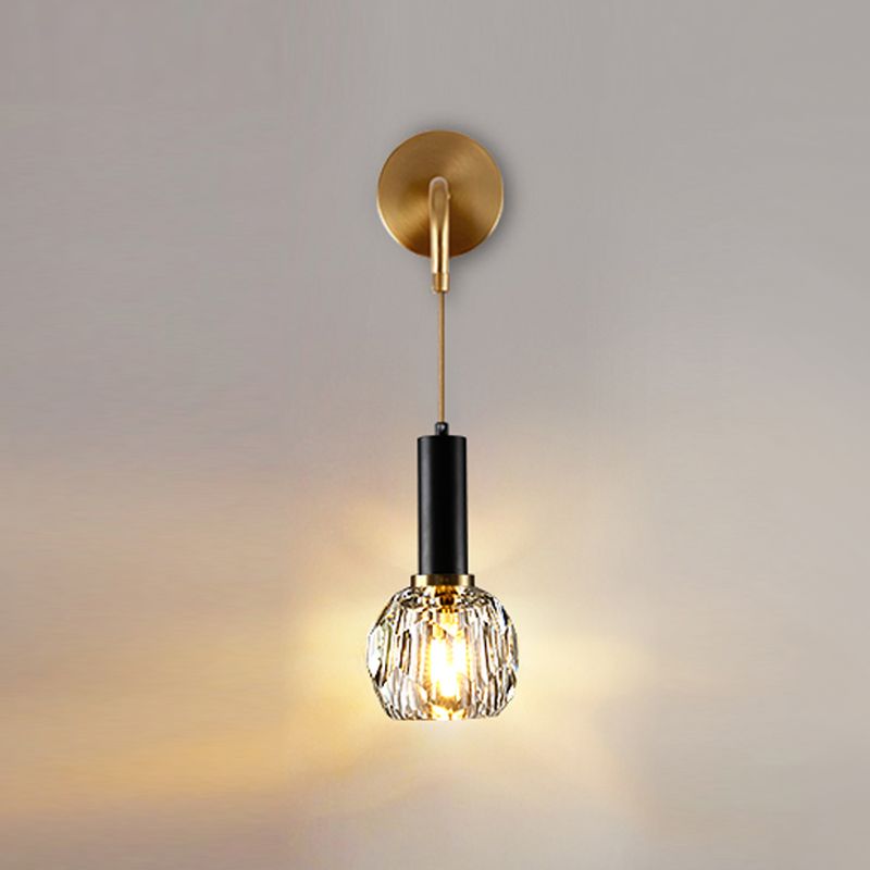 Nordic Metal Wall Light Globe Gold Wall Sconce with Crystal for Bedroom