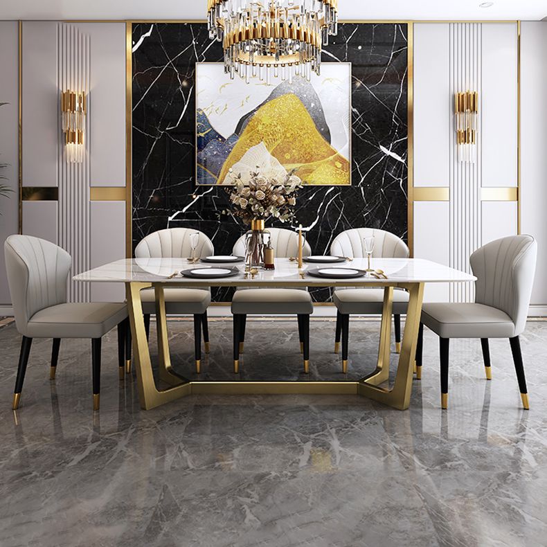 Luxury 1/2/5/6/7 Pieces Dining Set with Stone Rectangle Table and Chairs Dinette Set