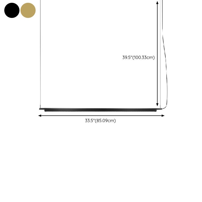 Black / Gold Linear Kitchen Island Fixture Minimalist Metal Ceiling Pendant