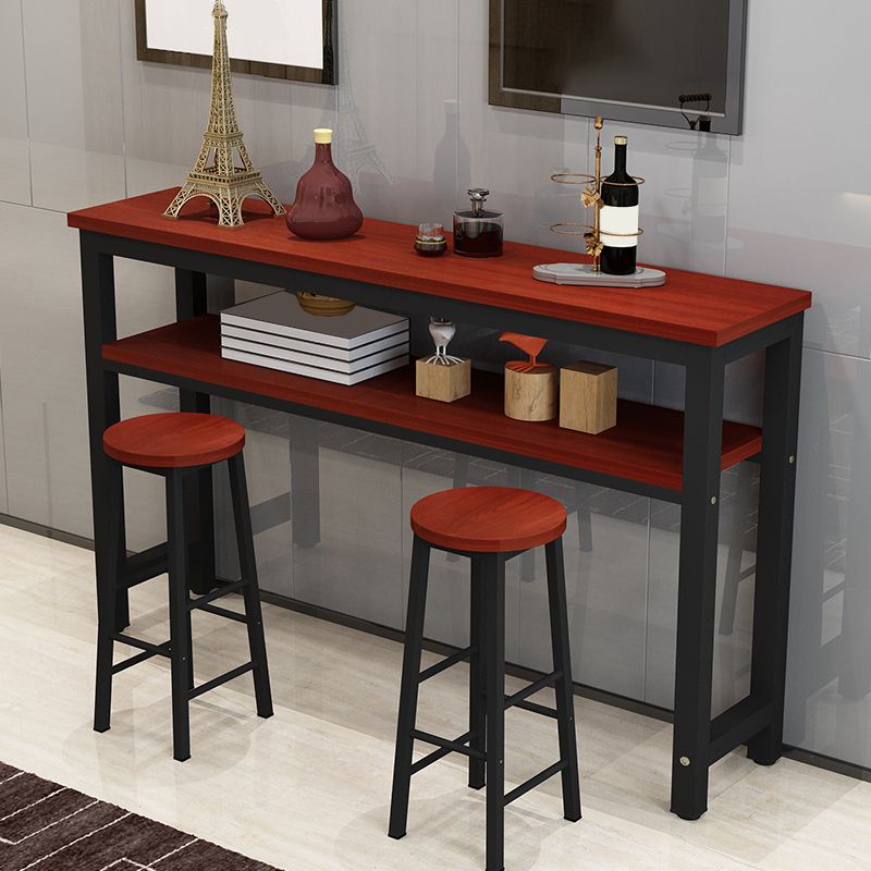 Contemporary Style Wood Rectangle Pub Bar Table for Living Room