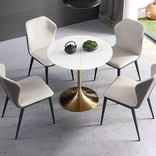 Runde zweifarbige Esstisch Sintered Stone Tisch Luxus mit Tulpbasis