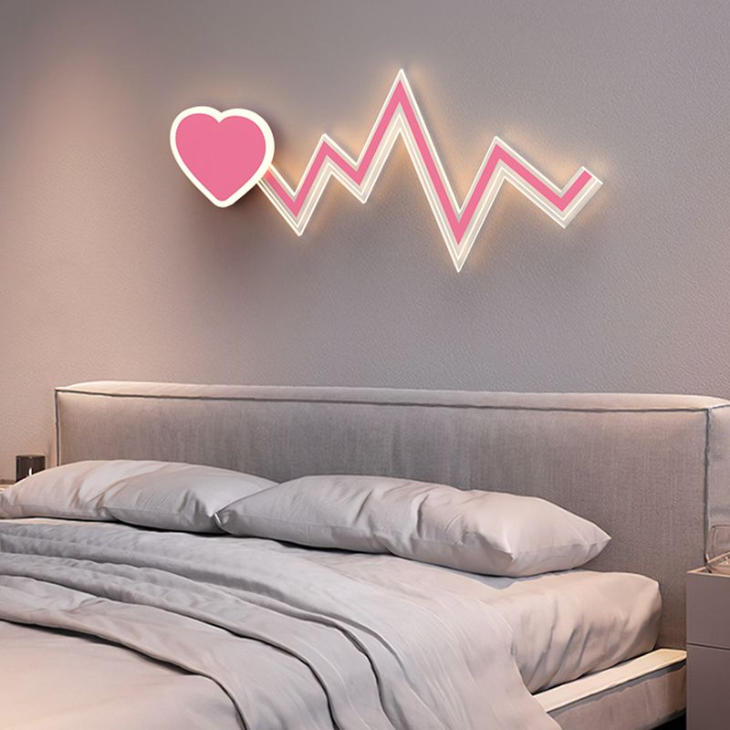 Nordic Style Iron Wall Light Heart Shape Wall Lamp for Children's Room
