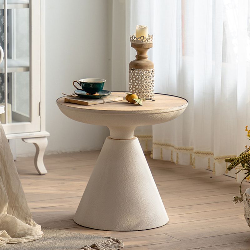 French Country Round End Table 18.9" Tall Pedestal Distressed Side Table